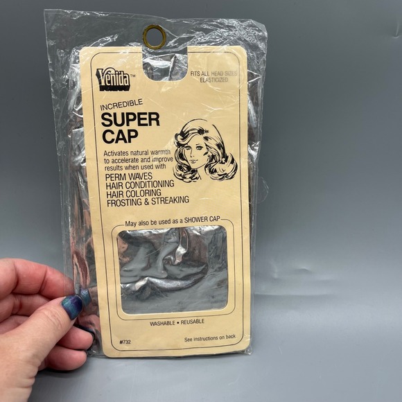 Vtg 70s Venida Incredible Super Cap Hair Coloring Perm Waves Shower Prop Ad NOS - Picture 1 of 3